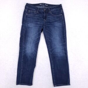 American Eagle Boy Fit Jeans Size 4 Regular Dark Blue Relaxed Casual